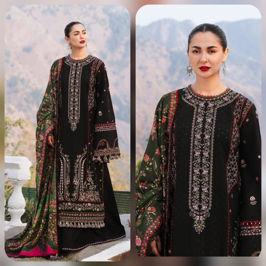 Hussain Rehar D # 102 - 01 | 3PC Luxury Dhanak | Digital Printed Wool Shawl