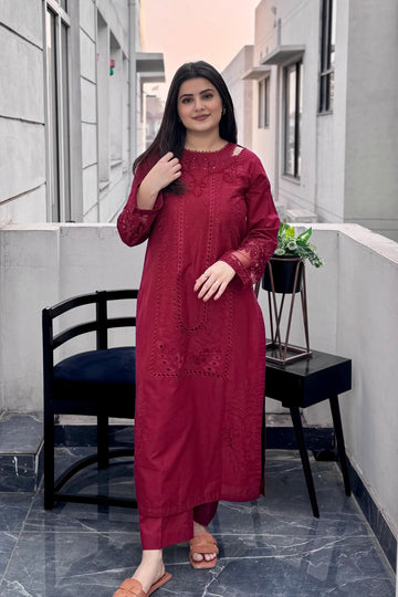 Maroon Chikankari Marina 2-Piece Set – Timeless Elegance