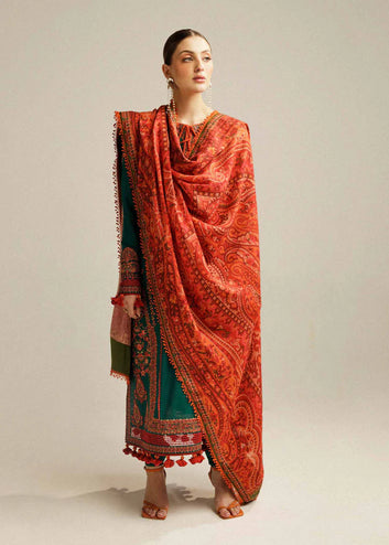 Hussain Rrehar 3PC Luxury Dhanak |printed wool Shawl