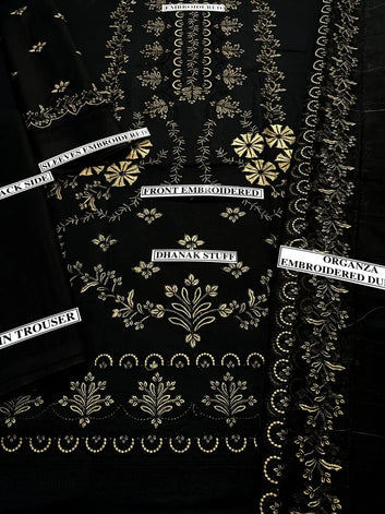 Kashaf 3PC Luxury Dhanak | organza embroidered Dubta