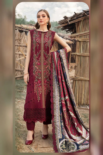 Maria.B D # 103 - 01 | 3PC Luxury Dhanak | Digital Printed Wool Shawl