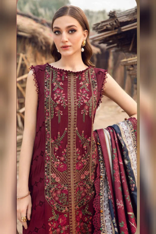 Maria.B D # 103 - 01 | 3PC Luxury Dhanak | Digital Printed Wool Shawl